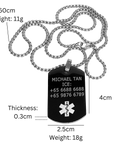 Health ID Pendant- Rectangle (Black)