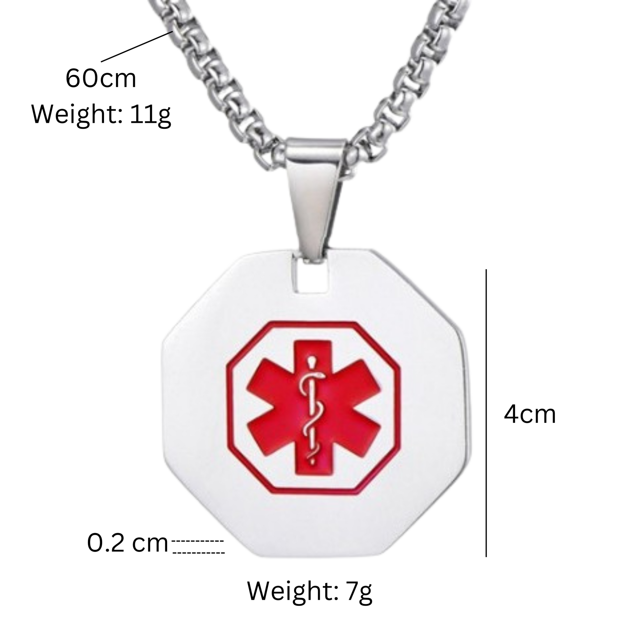 Health ID Pendant (Octagon) without Chain