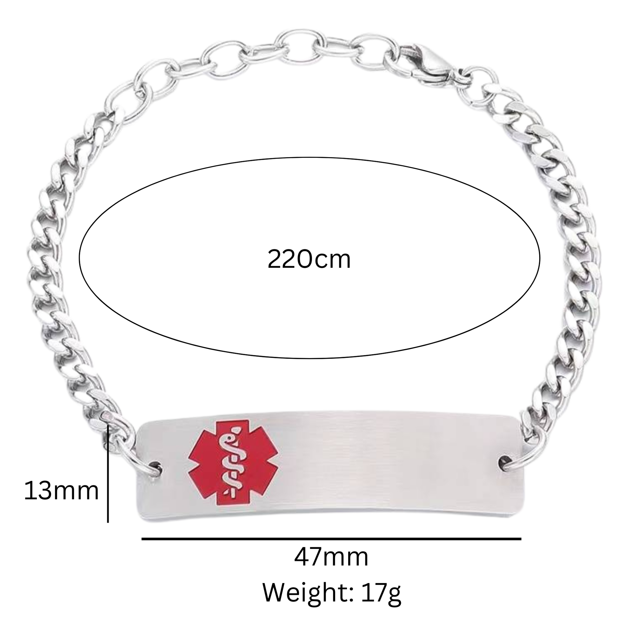 Health ID Bracelet- Steel