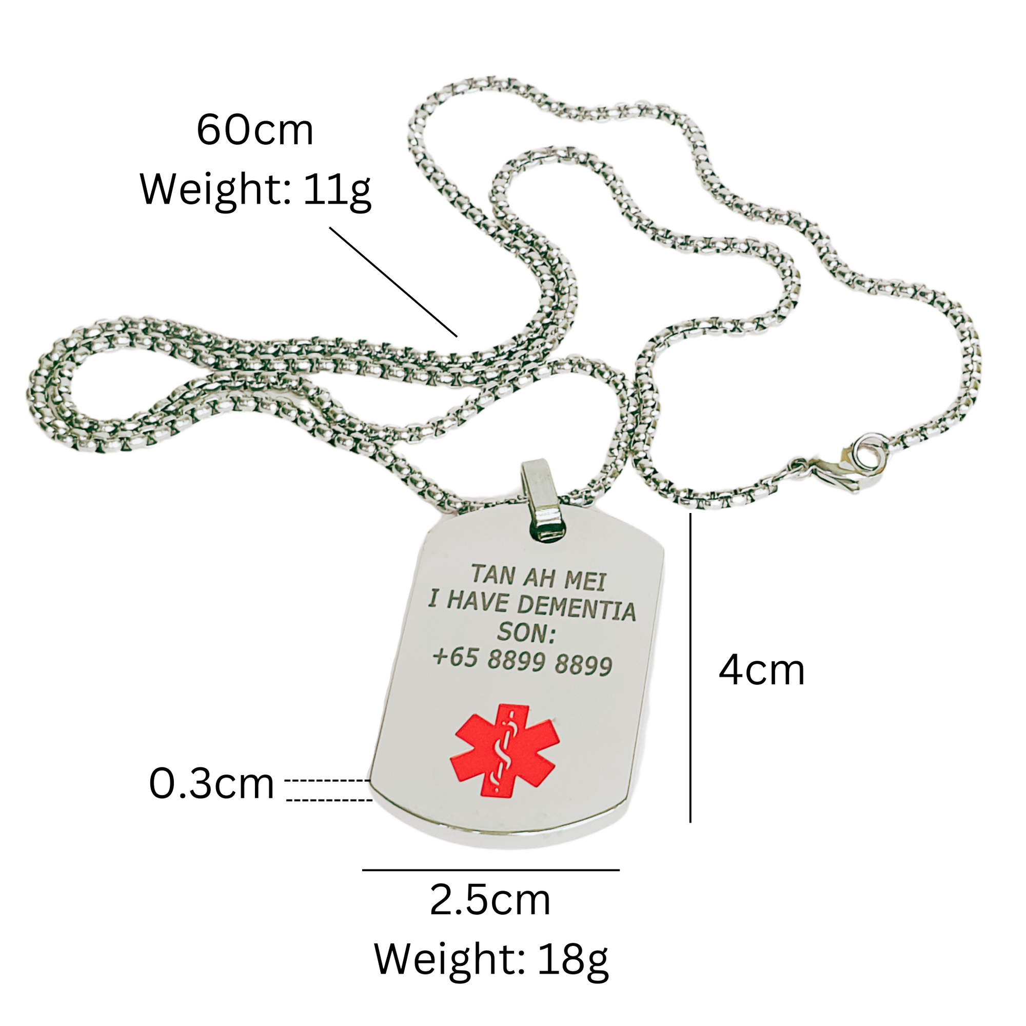 Health ID Pendant- Rectangle