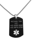 Health ID Pendant- Rectangle (Black)